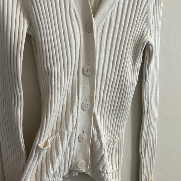 Talbots Ivory Ribbed Cardigan Sweater - Picture 3 of 5